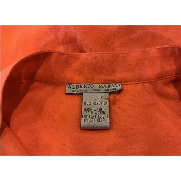 Alberto Makali Women Top Sz L Orange Roll on Slv - Picture 8 of 8